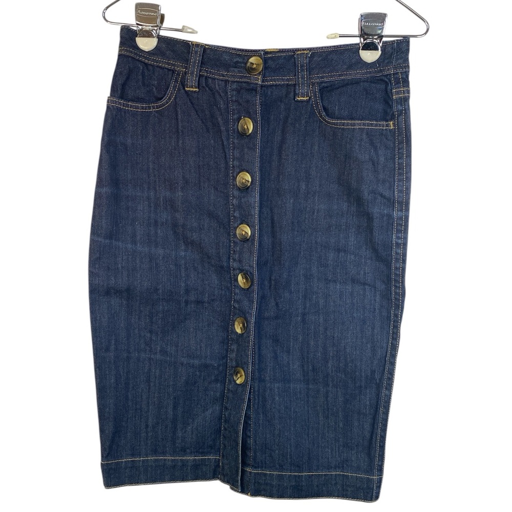 Boden Dark Blue Button-Front Pencil Skirt